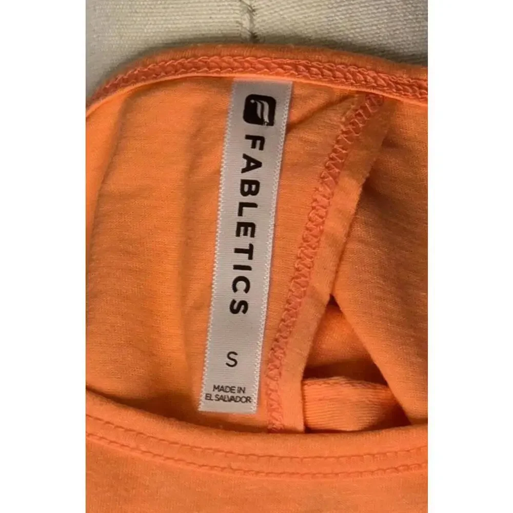 Fabletics Millie Long Sleeve Shirt Open Back Essential Tee‎ Coral Women's SZ SM - Picture 3 of 4